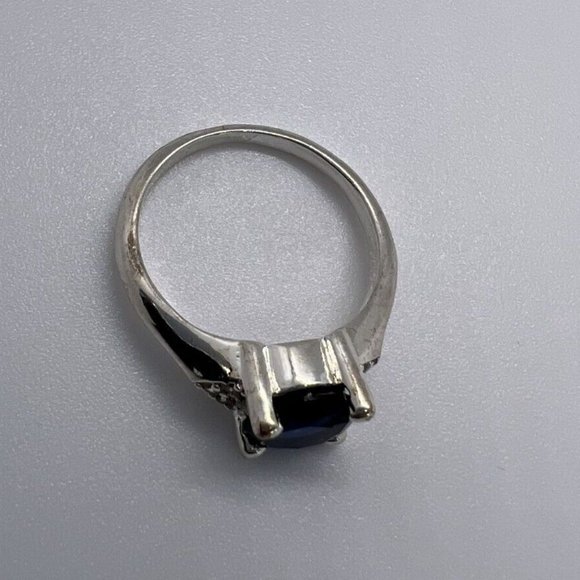 925 STERLING SILVER  RING WITH SAPPHIRE & GOSHENITE  SIZE 7 - Picture 5 of 9
